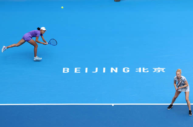 (261010) -- BEIJING, Oct. 10, 2026 -- Katerina Siniakova Zhang Shuai (L) compete during the women s doubles semifinal match between Katerina Siniakova (the Czech Republic) Zhang Shuai (China) and Erin Routliffe (New Zealand) Aldila Sutjiadi (Indonesia) at 2026 China Open tennis tournament in Beijing, China, Oct. 10, 2026. ) (SP)CHINA-BEIJING-TENNIS-CHINA OPEN-WOMEN S DOUBLES (CN) ZhangxChenlin 