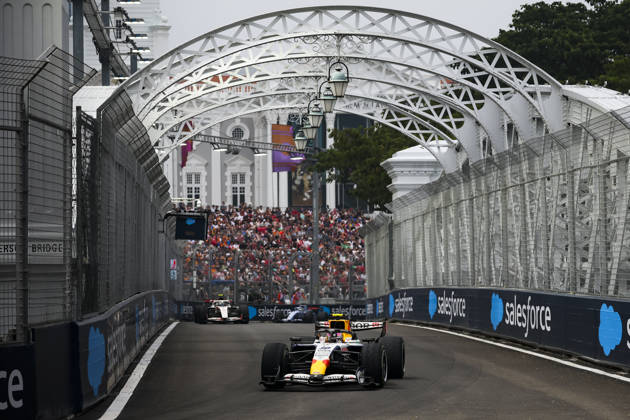 F1 - SINGAPORE GRAND PRIX 2026 30 LAWSON Liam (nzl), Visa Cash App RB F1 Team VCARB03, action, rain, pluie, during the 2026 Formula 1 Singapore Grand Prix, 17th round of the 2026 Formula One World Championship, WM, Weltmeisterschaft from October 9 to 11, 2026 on the Marina Bay Street Circuit, in Singapore, Singapore - SingaporeSingapore  Copyright: xDPPIx
