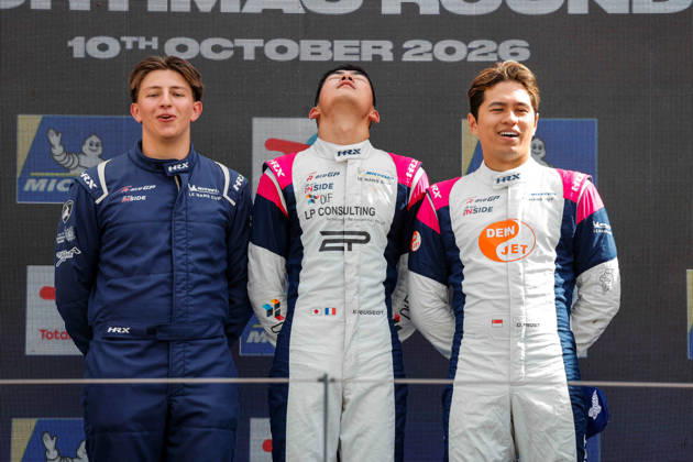 AUTO - MLC 2026 - PORTIMAO 85 FROST Danial (sgp), PEUGEOT Enzo (fra), R-ace GP, Duqueine D09 - Toyota, LMP3, podium, portrait celebration during the 6th round of the 2026 Michelin Le Mans Cup on the Autodromo Internacional do Algarve from October 8 to 10, 2026 in Portimao, Portugal - PortimaoPortugal  Copyright: xPauloxMariax