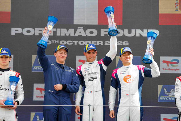 AUTO - MLC 2026 - PORTIMAO 85 FROST Danial (sgp), PEUGEOT Enzo (fra), R-ace GP, Duqueine D09 - Toyota, LMP3, podium, portrait celebration during the 6th round of the 2026 Michelin Le Mans Cup on the Autodromo Internacional do Algarve from October 8 to 10, 2026 in Portimao, Portugal - PortimaoPortugal  Copyright: xPauloxMariax