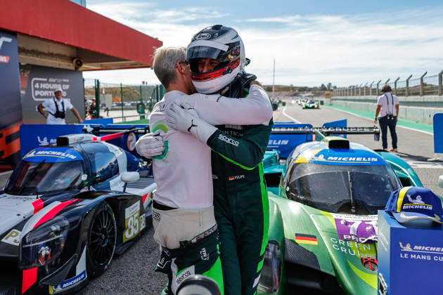 AUTO - MLC 2026 - PORTIMAO 71 AUST Stefan (ger), FERNANDEZ-LASER Felipe (ger), Rinaldi Racing, Ligier JS P325 - Toyota, LMP3 Pro Am, portrait podium, portrait celebration during the 6th round of the 2026 Michelin Le Mans Cup on the Autodromo Internacional do Algarve from October 8 to 10, 2026 in Portimao, Portugal - PortimaoPortugal  Copyright: xPauloxMariax