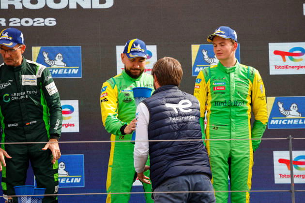 AUTO - MLC 2026 - PORTIMAO 34 BUKHANTSOV Alexander (uae), WINSLOW James (aus), Inter Europol Competition, Ligier JS P325 - Toyota, LMP3 Pro Am, podium, portrait celebration during the 6th round of the 2026 Michelin Le Mans Cup on the Autodromo Internacional do Algarve from October 8 to 10, 2026 in Portimao, Portugal - PortimaoPortugal  Copyright: xPauloxMariax