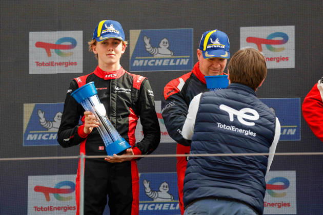 AUTO - MLC 2026 - PORTIMAO 66 PARROW Steve (ger), PEDERSEN Mikkel Gaarde (den), Rinaldi Racing, Ligier JS P325 - Toyota, LMP3 Pro Am, podium, portrait celebration during the 6th round of the 2026 Michelin Le Mans Cup on the Autodromo Internacional do Algarve from October 8 to 10, 2026 in Portimao, Portugal - PortimaoPortugal  Copyright: xPauloxMariax