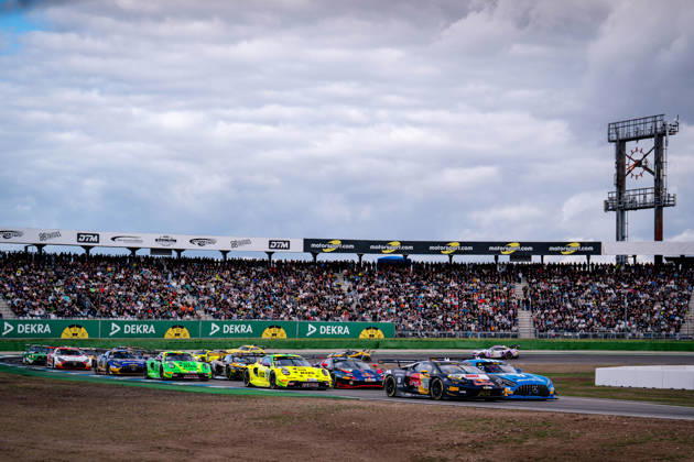 DTM, 15. + 16. Rennen Hockenheim 2026 130 Lamborghini Temerario GT3, ABT Sportsline: Luca Engstler, 22 Mercedes-AMG GT3 EVO, Landgraf Motorsport: Lucas Auer - picture by Gruppe C Photography Sachsenring Germany Copyright: xGruppexCxPhotographyx