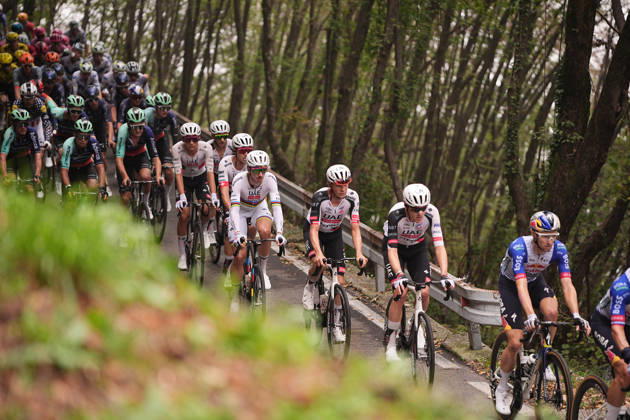 The race , Breakaway on the Val Piana climb, 1USA s Brandon McNulty of UAE Team Emirates XRG (C) during the 120th edition of the Il Lombardia, Tour of Lombardy cycling race, a 239 km one day race from Bergamo to Como on October 10, 2026, Italy.  Copyright: xMarcoxAlpozzi LaPressex