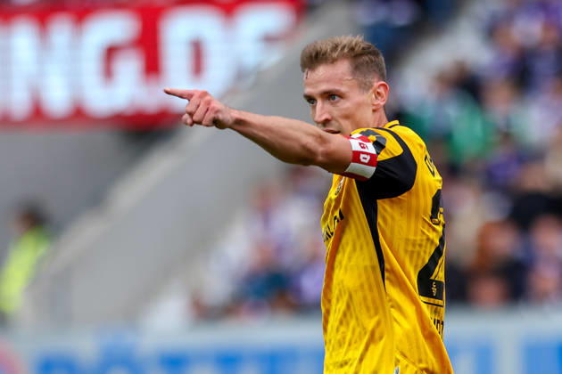 2026.10.10, xkwix, Fußball, 2. Bundesliga, VfL Osnabrück - SG Dynamo Dresden, Stadion an der Bremer Brücke, 7.Spieltag, Saison 2026 2027: Torjubel von Niklas Hauptmann (SG Dynamo Dresden 27) nach Tor zum 0:1 DFB regulations prohibit any use of photographs as image sequences and or quasi-video. Photo: xKamilxWilkowskixPressefotoKochx Niedersachsen Deutschland
