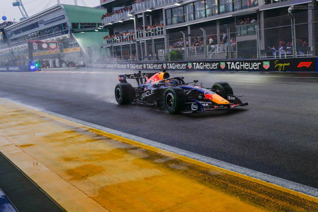 RECORD DATE NOT STATED 10th October 2026; Marina Bay, Singapore; Formula 1, Singapore Grand Prix, Sprint Race and Qualifying Day; Max Verstappen (3) of the Netherlands and Oracle Red Bull Racing 2nd place at lap 2 DavidxAsh