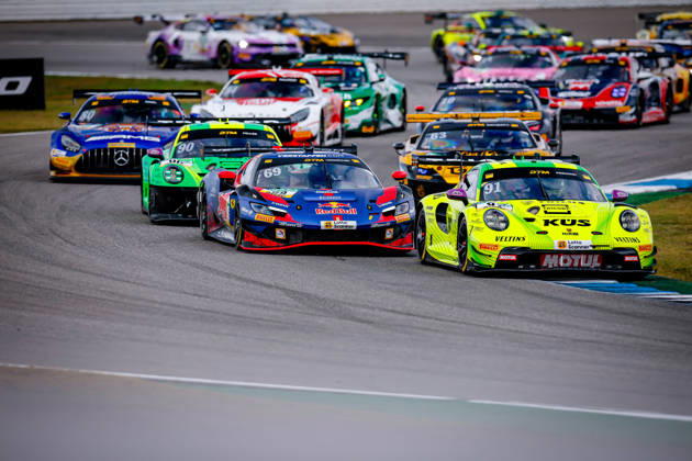 DTM, 15. + 16. Rennen Hockenheim 2026 91 Porsche 911 GT3 R (992), Manthey: Thomas Preining, 69 Ferrari 296 GT3 EVO, EMIL FREY RACING: Thierry Vermeulen - picture by Gruppe C Photography Sachsenring Germany Copyright: xGruppexCxPhotographyx