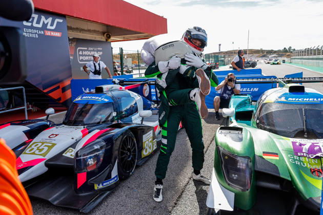 AUTO - MLC 2026 - PORTIMAO 71 AUST Stefan (ger), FERNANDEZ-LASER Felipe (ger), Rinaldi Racing, Ligier JS P325 - Toyota, LMP3 Pro Am, portrait podium, portrait celebration during the 6th round of the 2026 Michelin Le Mans Cup on the Autodromo Internacional do Algarve from October 8 to 10, 2026 in Portimao, Portugal - PortimaoPortugal  Copyright: xPauloxMariax