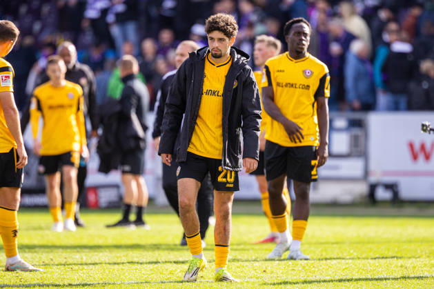 Ben Bobzien (SG Dynamo Dresden, 20) reagiert enttaeuscht nach dem 1:1 Unentschieden GER, VfL Osnabrueck vs. SG Dynamo Dresden, Fussball, 2. Bundesliga, 7. Spieltag, Spielzeit 2026 2027, 10.10.2026 DFL Regulations prohibit any use of photographers as image sequences and or quasi-video. GER, VfL Osnabrueck vs. SG Dynamo Dresden, Fussball, 2. Bundesliga, 7. Spieltag, Spielzeit 2026 2027, 10.10.2026 Osnabrueck Copyright: xEibner-Pressefoto JanxRollingerx EP_JSK