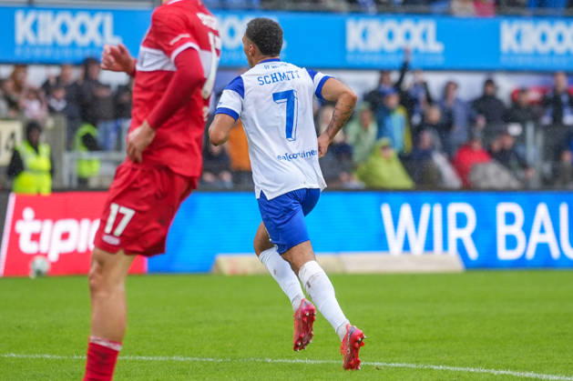 Deutschland: Fussball, 3. Liga, 8. Spieltag, Hänsch-Arena, Meppen, Emsland, Niedersachsen, SV Meppen vs. VfB Stuttgart U21, U 21 VfB Stuttgart II: Jubel Oliver Schmitt (SV Meppen, 7) über sein Tor zum 1:1. Copyright: xMichelxWittex