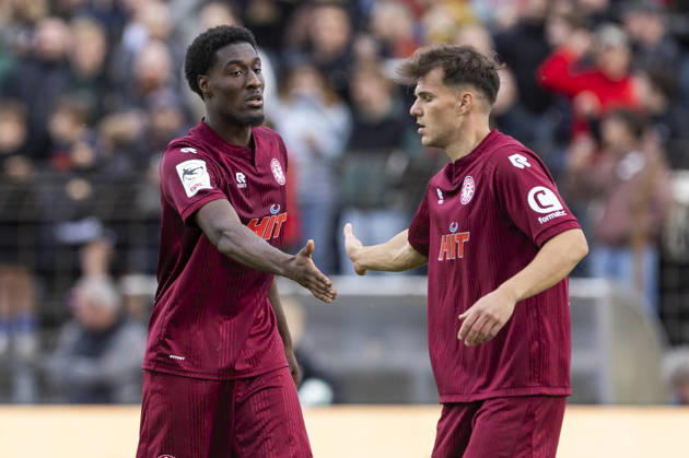 3. Liga, Fortuna Köln - 1. FC Saarbrücken; 10.10.2026 Romeo Aigbekaen (Fortuna Köln, 30), Nico Thier (Fortuna Köln, 7). 3. Liga, Fortuna Köln - 1. FC Saarbrücken, 8. Spieltag, am 10.10.2026, Südstadion, Köln. DFB regulations prohibit any use of photographs as image sequences and or quasi-video Copyright: xBEAUTIFULxSPORTS Meuselx