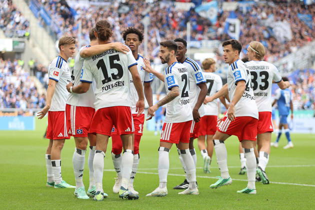 10.10.2026, xtvx, Fussball 1.Bundesliga, TSG 1899 Hoffenheim - Hamburger SV v.l. Goal scored, Tor zum 0:1 Yussuf Poulsen (Hamburger SV) Torjubel, Goal celebration, celebrate the goal, celebrates scoring (DFL DFB REGULATIONS PROHIBIT ANY USE OF PHOTOGRAPHS as IMAGE SEQUENCES and or QUASI-VIDEO) Sinsheim