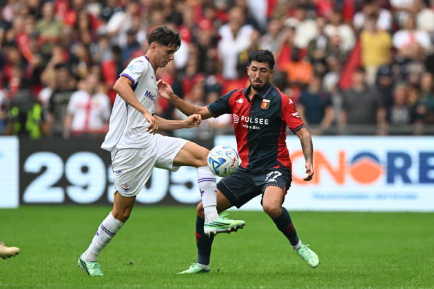 GenoaÕs Mikael Ellertsson fights for the ball during the Serie A soccer match between Genoa and Fiorentina at the Luigi Ferraris Stadium in Genoa, Italy - Saturday, October 10, 2026. - Soccer .  Copyright: xTanoxPecoraro LaPressex
