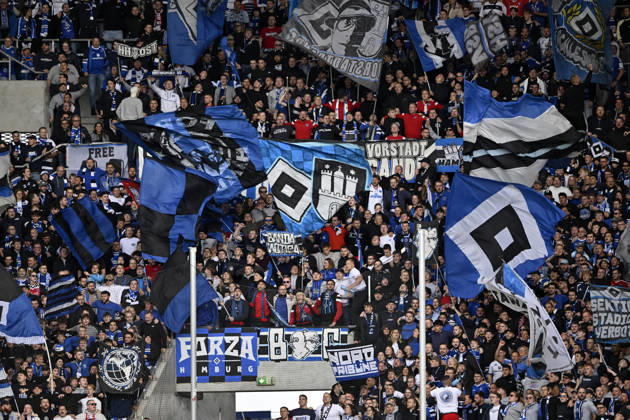 Fanblock, Fans, Fankurve, Flaggen, Fahnen, Stimmung, stimmungsvoll HSV Hamburger SV TSG 1899 Hoffenheim vs Hamburger SV HSV 10.10.2026 DFL REGULATIONS PROHIBIT ANY USE OF PHOTOGRAPHS AS IMAGE SEQUENCES AND OR QUASI-VIDEO TSG 1899 Hoffenheim vs Hamburger SV HSV