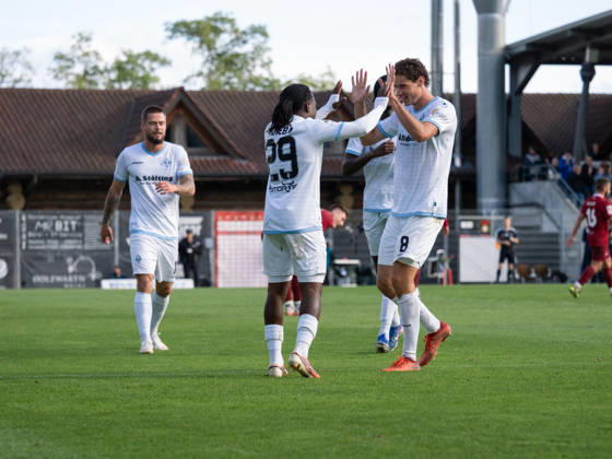 TOR zum 1:3 durch Nolan Muteba N Tumba (SV Waldhof Mannheim, 29) Torjubel mit Maximilian Thalhammer (SV Waldhof Mannheim, 08), Jubel Freude Emotion Teamjubel Gestik Geste GER, Fussball, SG Sonnenhof Grossaspach vs. SV Waldhof Mannheim, 3. Liga, 8. Spieltag, Aspach, Saison 2026 2027, 10.10.2026 GER, Fussball, SG Sonnenhof Grossaspach vs. SV Waldhof Mannheim, 3. Liga, 8. Spieltag, Aspach, Saison 2026 2027, 10.10.2026 Aspach Copyright: xCarstenxSchweringx EP_CSG