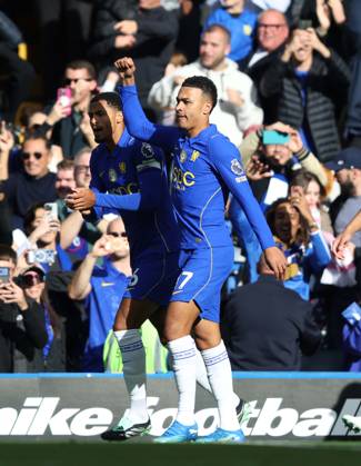 Premier League - Chelsea v AFC Bournemouth LONDON, ENGLAND, OCTOBER 10: GOAL 2-0, Morgan Rogers of Chelsea goal celebration after scoring a goal to make the score 2-0 during The Premier League match between Chelsea v AFC Bournemouth at Stamford Bridge Stadium, London, England, on October 10. (Photo by Daniel Weir) London Stamford Bridge Stadium England Copyright: xDanielxWeir SportsxPressxPhotox Sportspressphoto_SPR250767