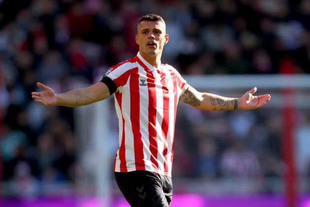 Sunderland v Brighton and Hove Albion - Premier League 2026 27 Granit Xhaka of Sunderland reacts during the Premier League 2026 27 match between Sunderland and Brighton & Hove Albion at Stadium of Light on October 10, 2026 in Sunderland, England. WARNING! This Photograph May Only Be Used For Newspaper And Or Magazine Editorial Purposes. May Not Be Used For Publications Involving 1 player, 1 Club Or 1 Competition Without Written Authorisation From Football DataCo Ltd. For Any Queries, Please Contact Football DataCo Ltd on +44 (0) 207 864 9121 Sunderland Stadium of Light England United Kingdom Copyright: xAllstarxPicturexLibraryxLtdx