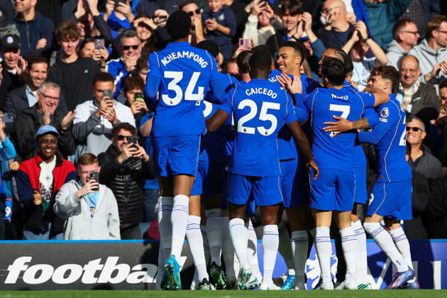 Premier League: Chelsea v AFC Bournemouth LONDON, UK - 10th Oct 2026: Morgan Rogers of Chelsea celebrates scoring his side s second goal with team mates during the Premier League match between Chelsea FC and AFC Bournemouth at Stamford Bridge London Stamford Bridge England United Kingdom Copyright: xCraigxMercerx xPeakxActionxPhotosx