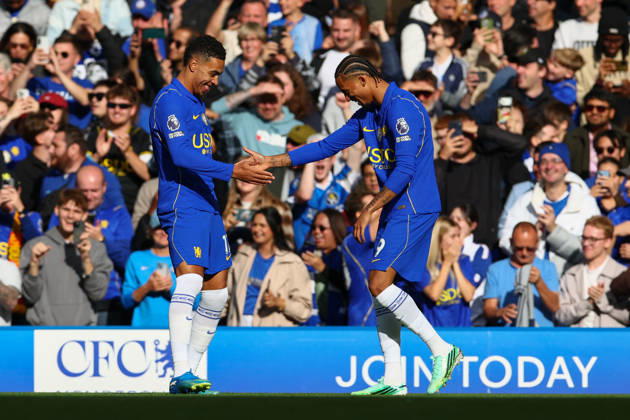 Premier League: Chelsea v AFC Bournemouth LONDON, UK - 10th Oct 2026: Morgan Rogers of Chelsea celebrates scoring his side s second goal with team mate Joao Pedro during the Premier League match between Chelsea FC and AFC Bournemouth at Stamford Bridge London Stamford Bridge England United Kingdom Copyright: xCraigxMercerx xPeakxActionxPhotosx