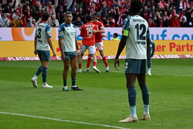 10.10.2026, xsltx, Fussball 1.Bundesliga, FSV Mainz 05 - Bayer 04 Leverkusen v.l. Torjubel nach dem Tor zum celebrating the goal celebrate 2:2 durch Anthony Caci (FSV Mainz 05) (DFL DFB REGULATIONS PROHIBIT ANY USE OF PHOTOGRAPHS as IMAGE SEQUENCES and or QUASI-VIDEO) Mainz