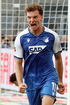 10.10.2026, xrekx, Fussball 1.Bundesliga, TSG 1899 Hoffenheim - Hamburger SV v.l. Torjubel nach dem Tor zum celebrating the goal celebrate 1:1 durch Fisnik Asllani (TSG 1899 Hoffenheim) (DFL DFB REGULATIONS PROHIBIT ANY USE OF PHOTOGRAPHS as IMAGE SEQUENCES and or QUASI-VIDEO) Sinsheim