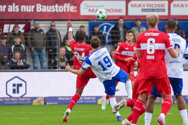 Deutschland: Fussball, 3. Liga, 8. Spieltag, Hänsch-Arena, Meppen, Emsland, Niedersachsen, SV Meppen vs. VfB Stuttgart U21, U 21 VfB Stuttgart II: Luis Sprekelmeyer (SV Meppen, 19) Copyright: xMichelxWittex