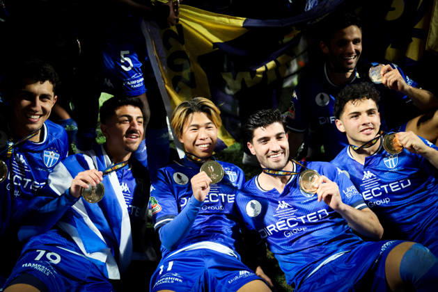 October 10, 2026, Melbourne, Victoria, Australia: MELBOURNE, AUSTRALIA - OCTOBER 10: South Melbourne FC celebrates defeating Melbourne Victory FC in the 2026 Hahn Australia Cup Final at AAMI Park on October 10, 2026 in Melbourne, Australia. Melbourne Australia - ZUMAp121 20261010_zsp_p121_049 Copyright: xChrisxPutnamx