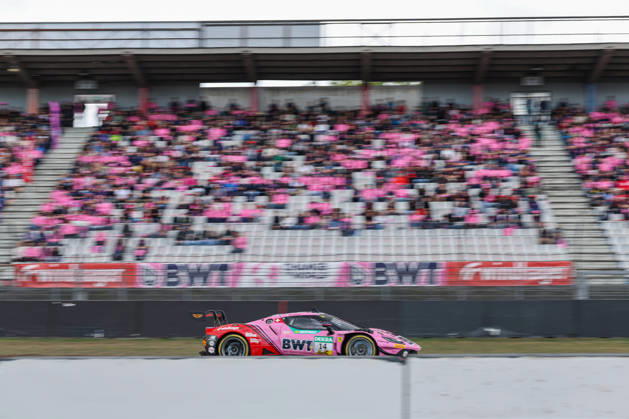 DTM (German Touring Car Championship) - 10.10.2026 - Round 8, Hockenheimringring on 10.10.2026. Matteo Cairoli (I Emil Frey Racing 14), Ferrari 296 GT3 Evo in front of his fans do the grand stand Baden-Württemberg Deutschland Copyright: xO.Franke,xSportblen.dex