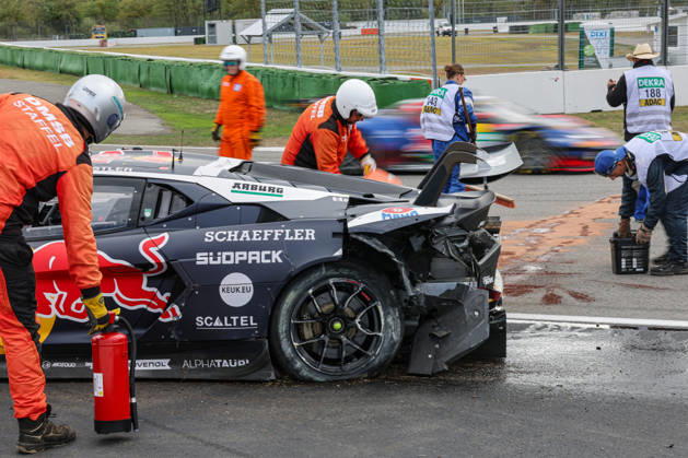 DTM (German Touring Car Championship) - 10.10.2026 - Round 8, Hockenheimringring on 10.10.2026. Accident : Luca Engstler (D Red Bull Team Abt, 130), Lamborghini Temerario GT3 Baden-Württemberg Deutschland Copyright: xO.Franke,xSportblen.dex