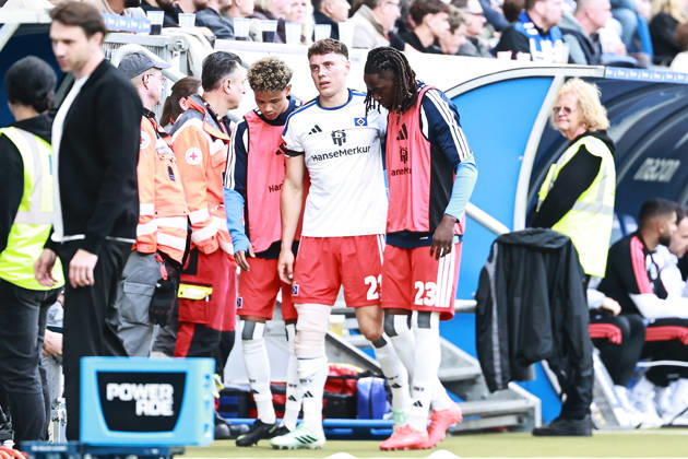 10.10.2026, xtvx, Fussball 1.Bundesliga, TSG 1899 Hoffenheim - Hamburger SV v.l. Verletzung Nicolai Remberg (Hamburger SV) (DFL DFB REGULATIONS PROHIBIT ANY USE OF PHOTOGRAPHS as IMAGE SEQUENCES and or QUASI-VIDEO) Sinsheim