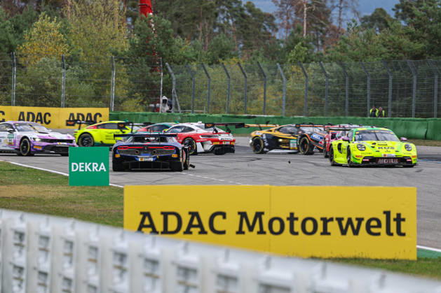 DTM (German Touring Car Championship) - 10.10.2026 - Round 8, Hockenheimringring on 10.10.2026. Accident in the hairpin: Thierry Vermeulen (NL Emil Frey Racing, 69), Ferrari 296 GT3 Evo, Marco Wittmann (D Schubert Motorsport, 11), BMW M4 GT3 Evo, Tom Kalender (D Mercedes-AMG Team Landgraf, 84), Mercedes-AMG GT3 Baden-Württemberg Deutschland Copyright: xO.Frankex