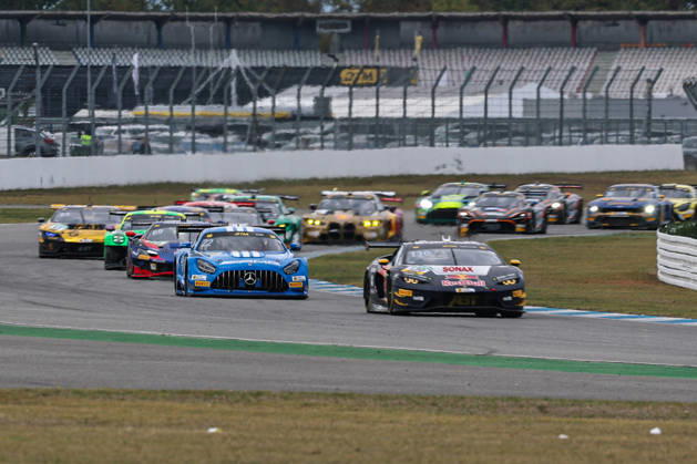 DTM (German Touring Car Championship) - 10.10.2026 - Round 8, Hockenheimringring on 10.10.2026. Startformation: Luca Engstler (D Red Bull Team Abt, 130), Lamborghini Temerario GT3 in front of Lucas Auer (A Mercedes-AMG Team Landgraf, 22), Mercedes-AMG GT3 and Thierry Vermeulen (NL Emil Frey Racing, 69), Ferrari 296 GT3 Evo Baden-Württemberg Deutschland Copyright: xO.Frankex
