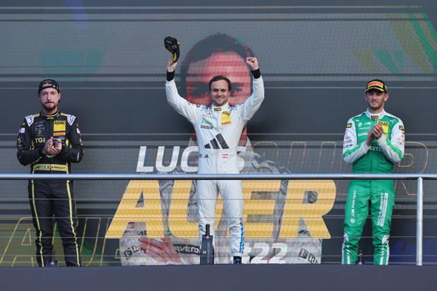 Hockenheim, Deutschland 09.- 11. Oktober 2026: DTM - 2026 - Saisonfinale - Hockenheimring - Samstag Rennen 1 Im Bild: Podium von links; Mirko Bortolotti (ITA 63), Lucas Auer (AUT 22) und Marco Wittmann (GER 11) Hockenheimring Baden Württemberg Copyright: xFotostandx xFWMEDIAx