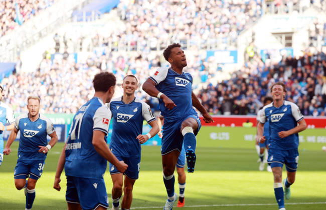 10.10.26 TSG 1899 Hoffenheim - Hamburger SV Deutschland, Sinsheim, 10.10.2026, Fussball, Bundesliga, Saison 2026 2027, TSG 1899 Hoffenheim - Hamburger SV: Bambase Conte (TSG 1899 Hoffenheim); Jubel Tor 2:1 Conte.