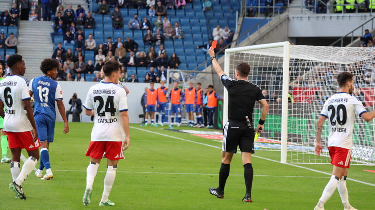 10.10.2026, xrekx, Fussball 1.Bundesliga, TSG 1899 Hoffenheim - Hamburger SV v.l. Bernardo (TSG 1899 Hoffenheim) Gelb-Rote Karte erhalten Schiedsrichter Referee Harm Osmers (DFL DFB REGULATIONS PROHIBIT ANY USE OF PHOTOGRAPHS as IMAGE SEQUENCES and or QUASI-VIDEO) Sinsheim