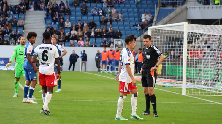 10.10.2026, xrekx, Fussball 1.Bundesliga, TSG 1899 Hoffenheim - Hamburger SV v.l. Bernardo (TSG 1899 Hoffenheim) Gelb-Rote Karte erhalten Schiedsrichter Referee Harm Osmers (DFL DFB REGULATIONS PROHIBIT ANY USE OF PHOTOGRAPHS as IMAGE SEQUENCES and or QUASI-VIDEO) Sinsheim