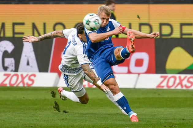 v. li. im Kampf um den Ball Lex Tyger Lobinger (Duisburg 9) Valentin Lässig Laessig (Hoffenheim 6) 10.10.2026 ¢ Fussball ¢ MSV Duisburg vs TSG 1899 Hoffenheim II, Schauinsland-Reisen-Arena, Duisburg, DFB DFL REGULATIONS PROHIBIT ANY USE OF PHOTOGRAPHS AS IMAGE SEQUENCES AND OR QUASI-VIDEO NRW Germany