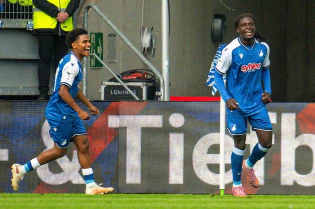 3.Liga MSV Duisburg - TSG Hoffenheim II ** NUR FÜR REDAKTIONELLE ZWECKE ** EDITORIAL USE ONLY **<p>Fußball 3.Liga MSV Duisburg - TSG Hoffenheim II am 10.10.26 in der Schauinsland-Reisen Arena in Duisburg Torjubel zum 0:1 durch Blessing Makanda( Hoffenheim 2) Duisburg Copyright: JakobxKlos