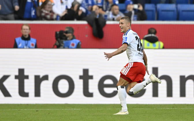 TOR zum 2:3 Miro Muheim Hamburger SV HSV (28) Torjubel TSG 1899 Hoffenheim vs Hamburger SV HSV 10.10.2026 DFL REGULATIONS PROHIBIT ANY USE OF PHOTOGRAPHS AS IMAGE SEQUENCES AND OR QUASI-VIDEO TSG 1899 Hoffenheim vs Hamburger SV HSV
