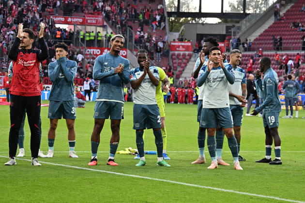 10.10.2026, xsltx, Fussball 1.Bundesliga, FSV Mainz 05 - Bayer 04 Leverkusen v.l. Jubel, Freude über den Sieg (DFL DFB REGULATIONS PROHIBIT ANY USE OF PHOTOGRAPHS as IMAGE SEQUENCES and or QUASI-VIDEO) Mainz