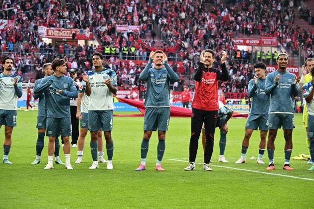 10.10.2026, xsltx, Fussball 1.Bundesliga, FSV Mainz 05 - Bayer 04 Leverkusen v.l. Jubel, Freude über den Sieg (DFL DFB REGULATIONS PROHIBIT ANY USE OF PHOTOGRAPHS as IMAGE SEQUENCES and or QUASI-VIDEO) Mainz