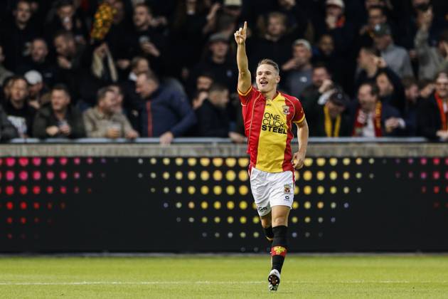 DEVENTER - Mathis Suray of Go Ahead Eagles celebrates after scoring the 1-1 equalizer during the Dutch Eredivisie match between Go Ahead Eagles and Sparta Rotterdam at De Adelaarshorst on October 10, 2026, in Deventer, the Netherlands. BART STOUTJESDIJK ANP Eredivisie 2026 27 xVIxANPxSportx xxANPxIVx 572032653 originalFilename: 572032653.jpg