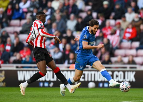 Jaouen Hadjam of Brighton & Hove Albion scores their second goal Sunderland v Brighton & Hove Albion, Premier League, Football, Stadium of Light, Sunderland, UK - 10 Oct 2026Sunderland Stadium of Light United Kingdom EDITORIAL USE ONLY No use with unauthorised audio, video, data, fixture lists, club league logos or live services. Online in-match use limited to 120 images, no video emulation. No use in betting, games or single club league player publications.  Copyright: xRichardxLee Shutterstockx 17205894ax