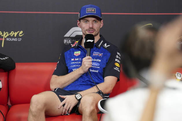 FORMULA 1 SINGAPORE AIRLINES SINGAPORE GRAND PRIX 2026 Max Verstappen (NED) 3 Red Bull Racing in the Post Qualifying press conference, PK, Pressekonferenz during the Formula 1 Singapore Airlines Singapore Grand Prix 2026, Round 17 of the 2026 Formula 1 World Championship, WM, Weltmeisterschaft from 9th - 11th October 2026 at the Marina Bay Street Circuit, Singapore. Credit: Robbie Hoad Every Second Media Editorial use only. All images are copyright Every Second Media Limited. No images may be reproduced without prior permission. Copyright: xIMAGO EveryxSecondxMediax ESM-2203-0589 RobbiexHoadx xEveryxSecondxMediax