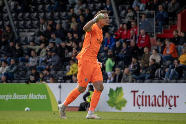 10.10.2026, xerix, Fussball 3.Liga, SG Sonnenhof Grossaspach - SV Waldhof Mannheim v.l. Thijmen Joel Sander Nijhuis (SV Waldhof Mannheim) Jubelt nach dem 1:2 Aspach