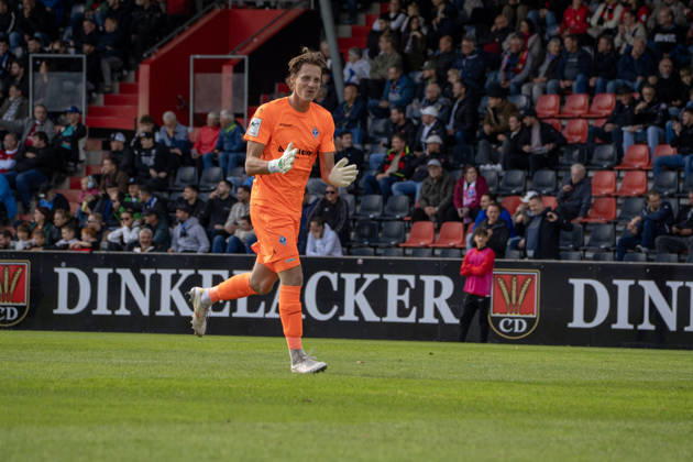 10.10.2026, xerix, Fussball 3.Liga, SG Sonnenhof Grossaspach - SV Waldhof Mannheim v.l. Thijmen Joel Sander Nijhuis (SV Waldhof Mannheim) jubelt nach dem 1:2 Aspach