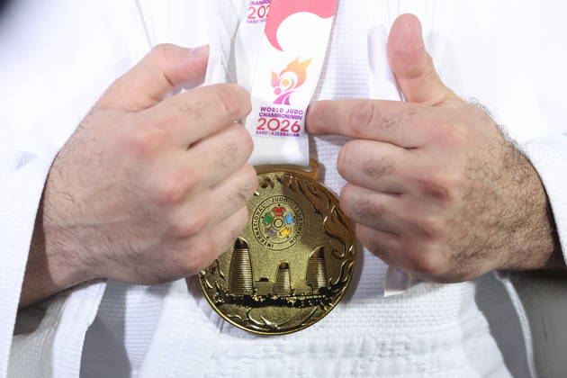 AZERBAIJAN, BAKU - OCTOBER 10, 2026: Russia s Inal Tasoev celebrates his gold medal during a victory ceremony for the men s heavyweight event as the 2026 World Judo Championships takes place at the National Gymnastics Arena 2026 World Judo Championships In Baku  - ZUMAt113 20261010_zaa_t113_468 Copyright: xMikhailxSinitsynx