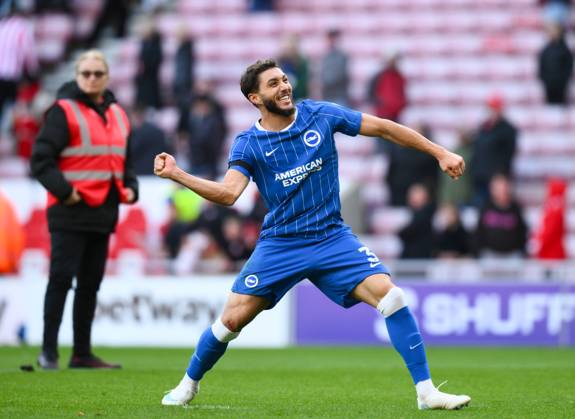 Jaouen Hadjam of Brighton & Hove Albion celebrates after full time Sunderland v Brighton & Hove Albion, Premier League, Football, Stadium of Light, Sunderland, UK - 10 Oct 2026Sunderland Stadium of Light United Kingdom EDITORIAL USE ONLY No use with unauthorised audio, video, data, fixture lists, club league logos or live services. Online in-match use limited to 120 images, no video emulation. No use in betting, games or single club league player publications.  Copyright: xRichardxLee Shutterstockx 17205894bl