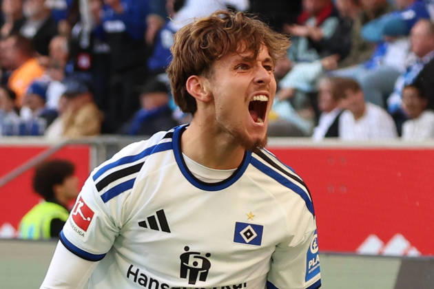10.10.2026, xrekx, Fussball 1.Bundesliga, TSG 1899 Hoffenheim - Hamburger SV v.l. Torjubel nach dem Tor zum celebrating the goal celebrate 2:2 durch Otto Stange (Hamburger SV) Treffer zählt nicht (DFL DFB REGULATIONS PROHIBIT ANY USE OF PHOTOGRAPHS as IMAGE SEQUENCES and or QUASI-VIDEO) Sinsheim